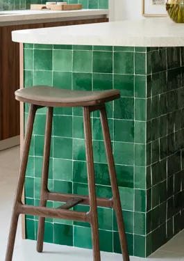Tiled Kitchen Isle with green zellige